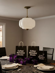 Vintage Milk Glass Semi Flush Mount Eloise Pendant Light